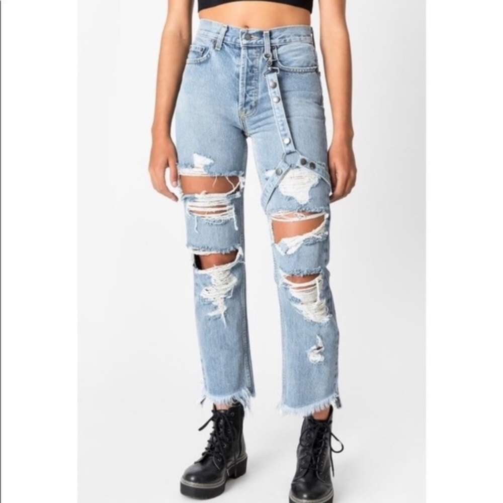 Carmar LF Emelia Ripped Harness Jeans Distressed Lyra Wash Size 26